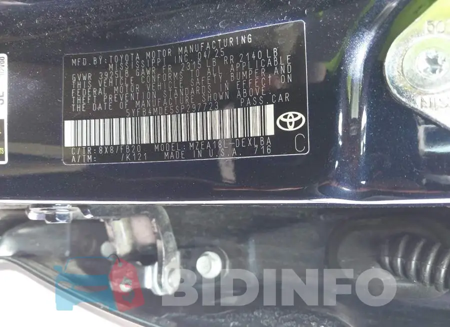 5YFB4MDE5SP297723 Photo# 9