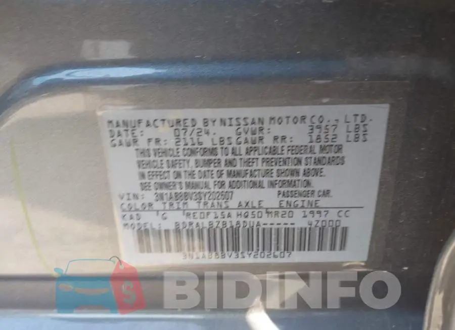 3N1AB8BV3SY202607 Photo# 9