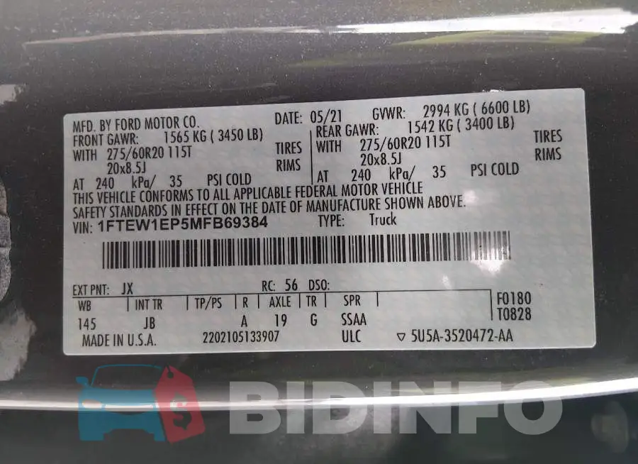 1FTEW1EP5MFB69384 Photo# 9