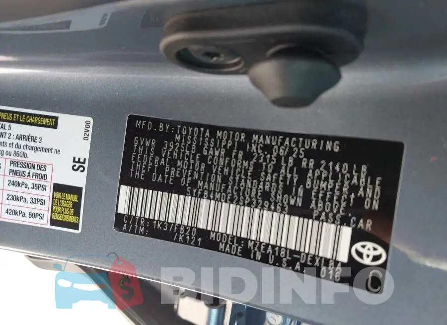 5YFB4MDE2SP329463 Photo# 9