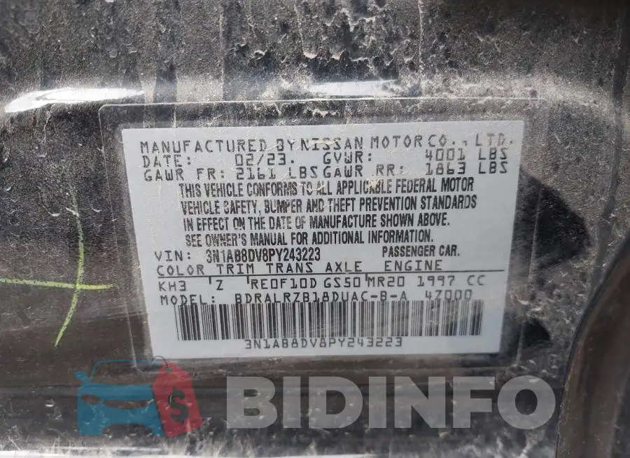3N1AB8DV8PY243223 Photo# 9