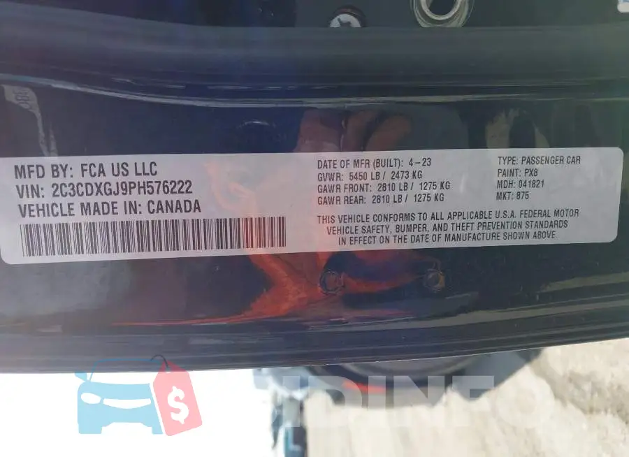 2C3CDXGJ9PH576222 Photo# 9