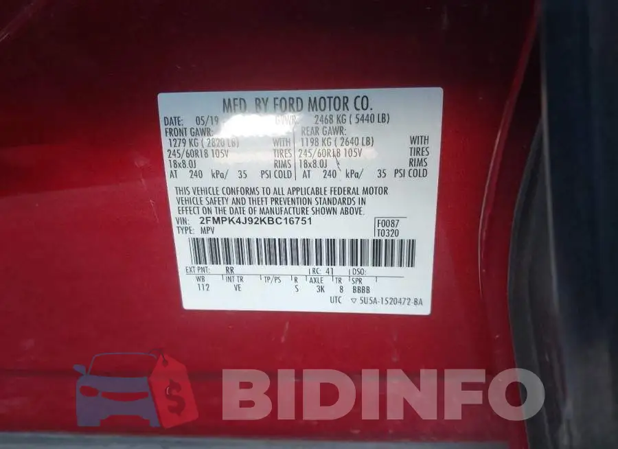 2FMPK4J92KBC16751 Photo# 9