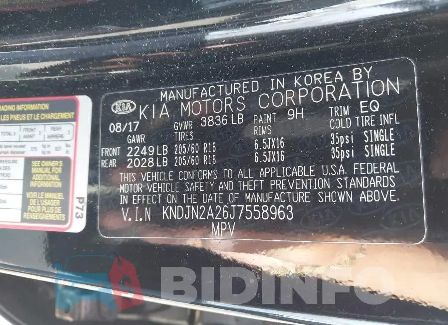 KNDJN2A26J7558963 Photo# 9