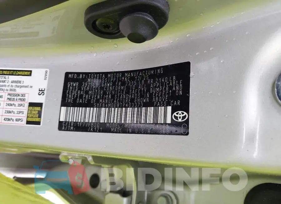 5YFB4MDE8TP403373 Photo# 9
