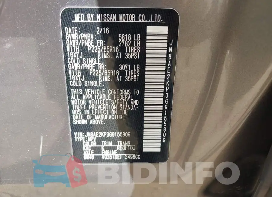 JN8AE2KP3G9155809 Photo# 9