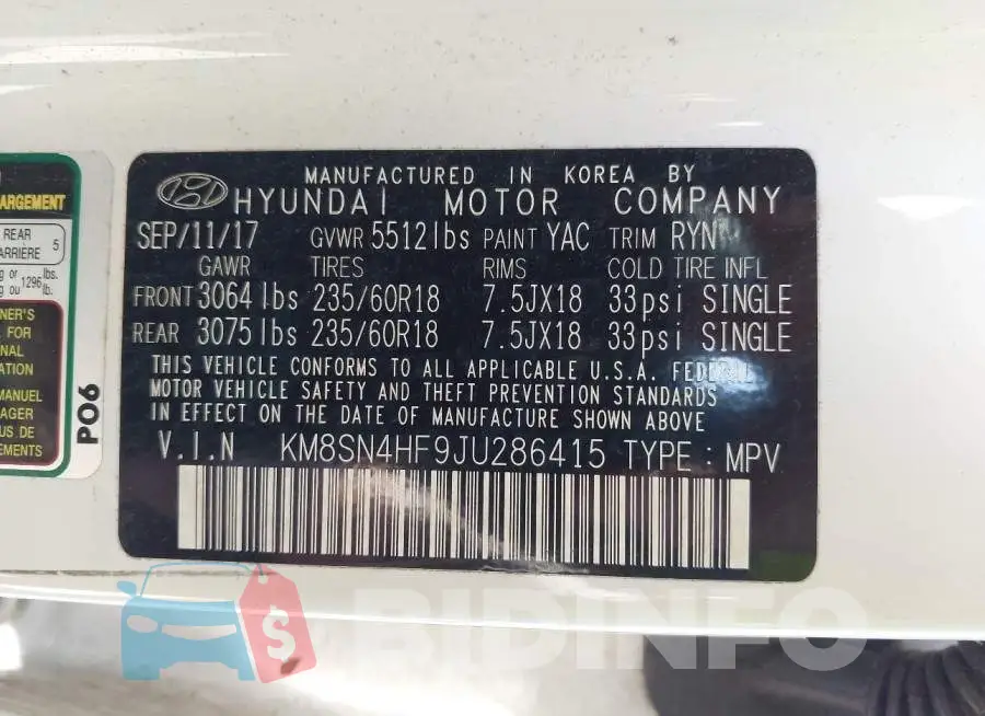 KM8SN4HF9JU286415 Photo# 9