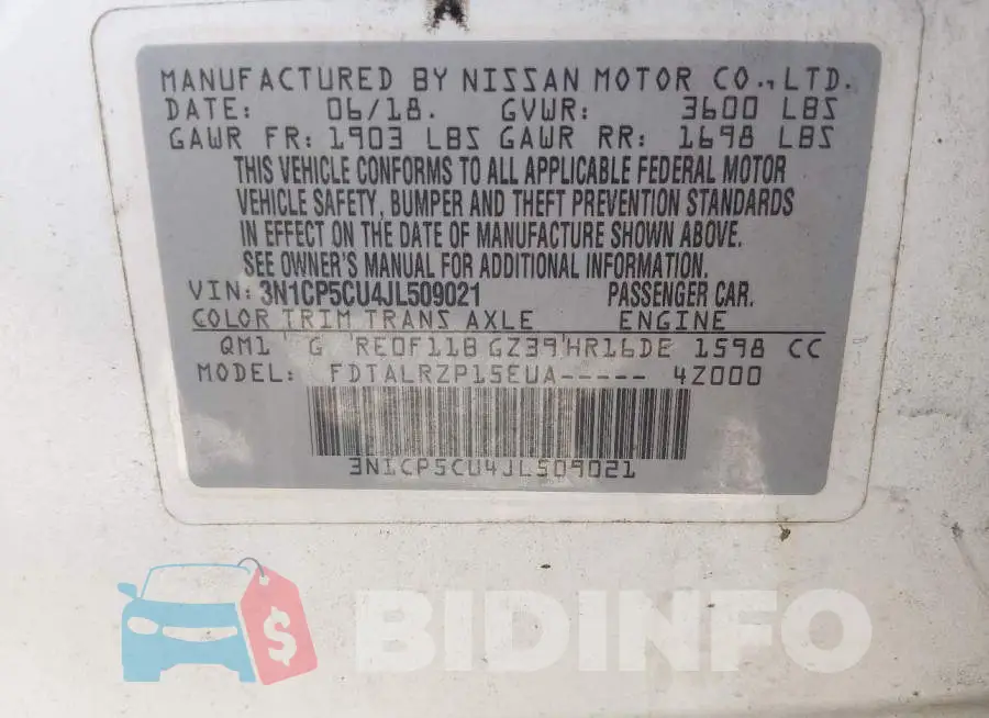 3N1CP5CU4JL509021 Photo# 9