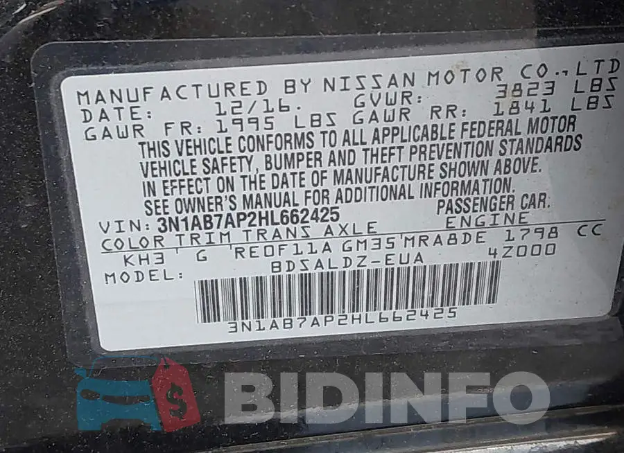 3N1AB7AP2HL662425 Photo# 9