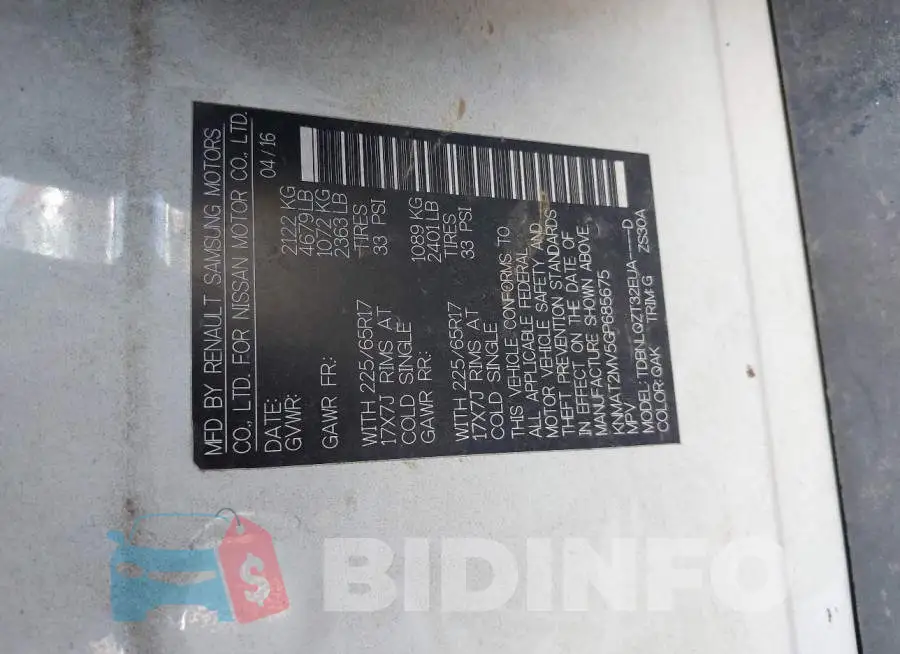 KNMAT2MV5GP685675 Photo# 9