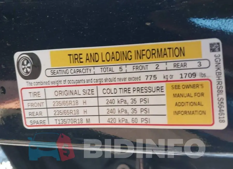 3GNKBHRS8LS564618 Photo# 9
