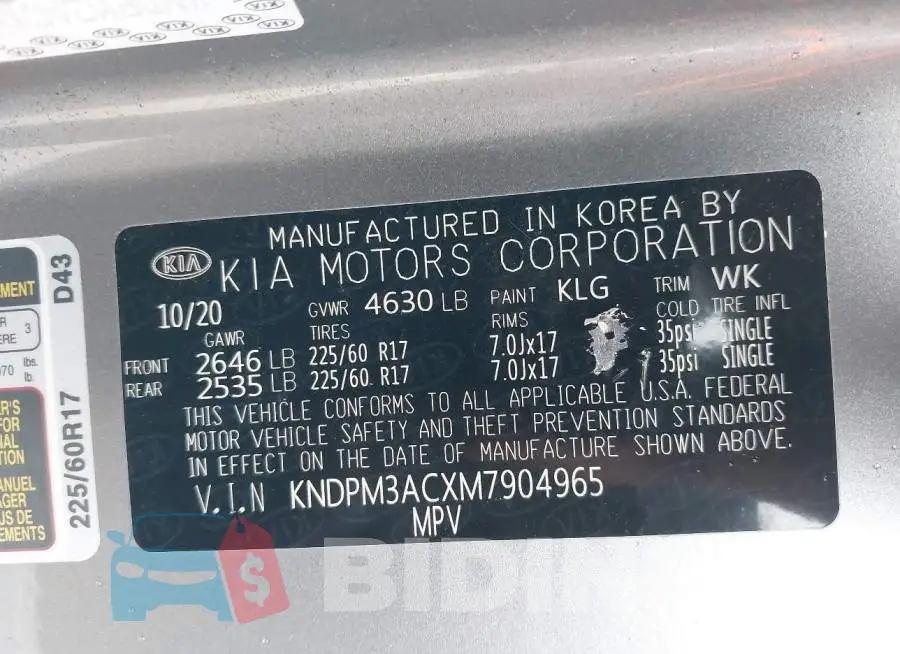 KNDPM3ACXM7904965 Photo# 9