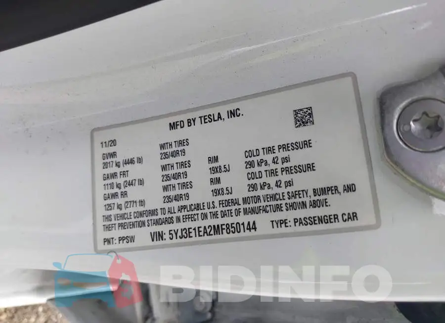 5YJ3E1EA2MF850144 Photo# 9