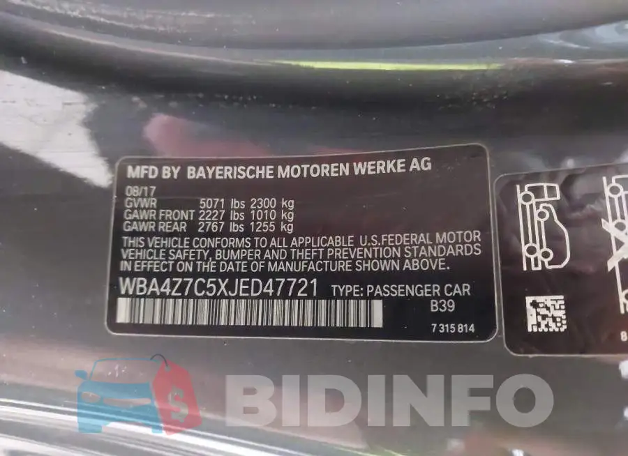WBA4Z7C5XJED47721 Photo# 9