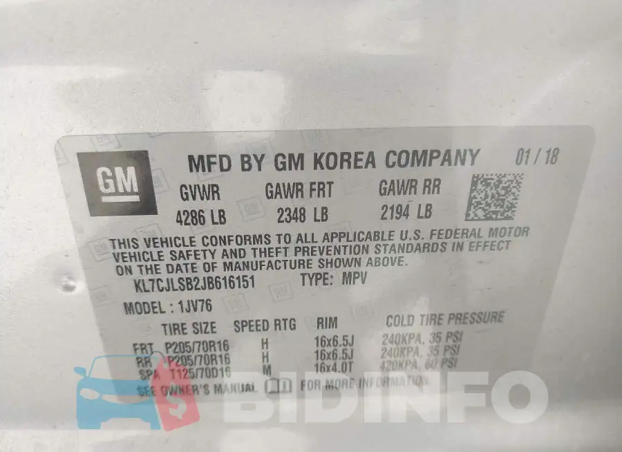 KL7CJLSB2JB616151 Photo# 9