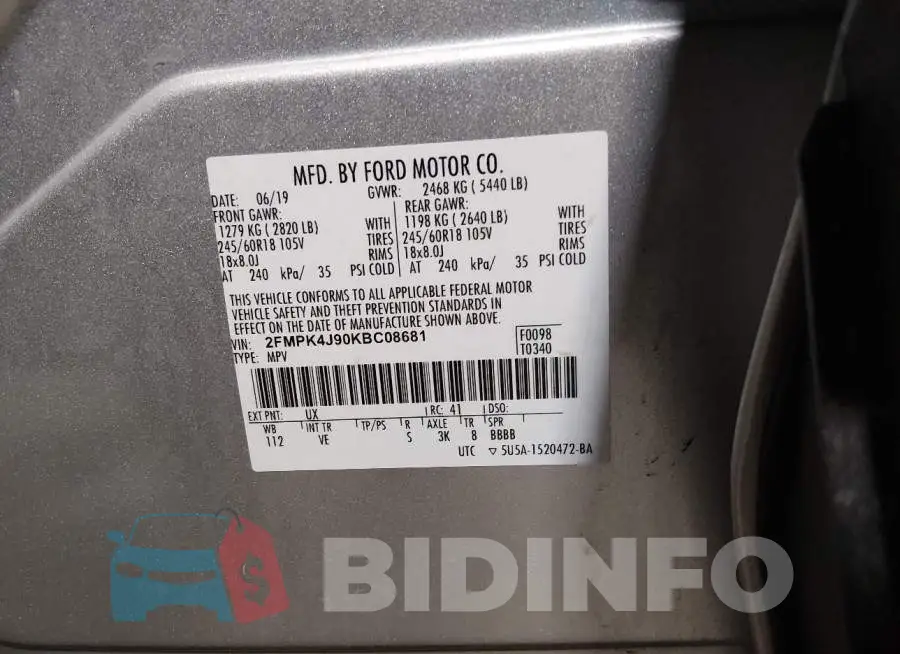 2FMPK4J90KBC08681 Photo# 9