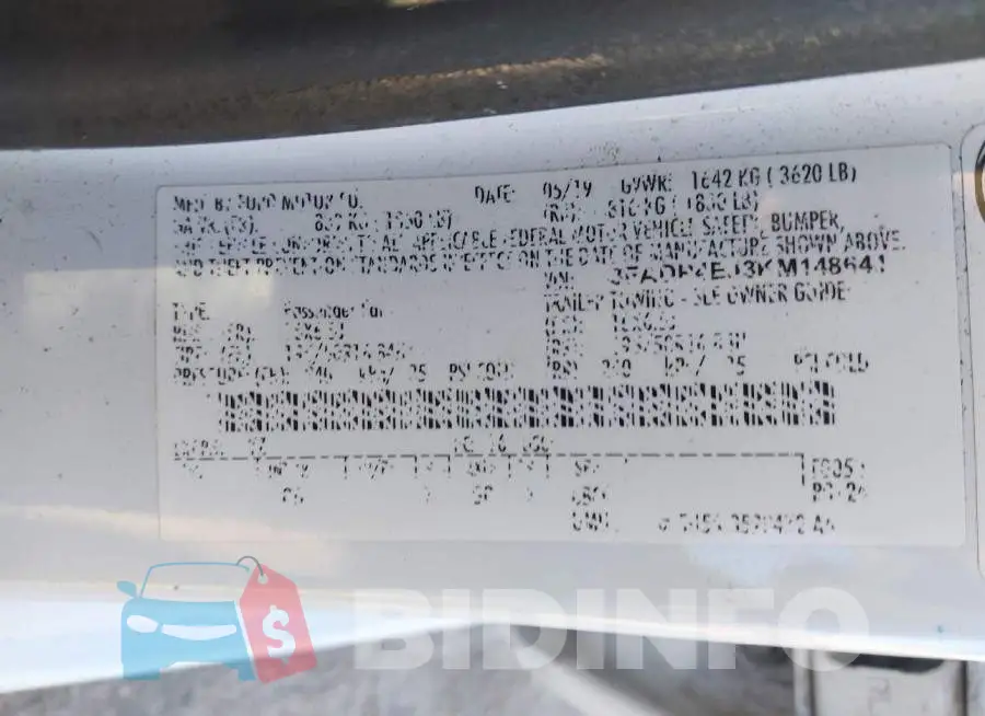 3FADP4EJ3KM148641 Photo# 7