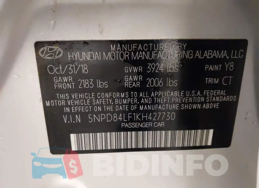 5NPD84LF1KH427730 Photo# 9