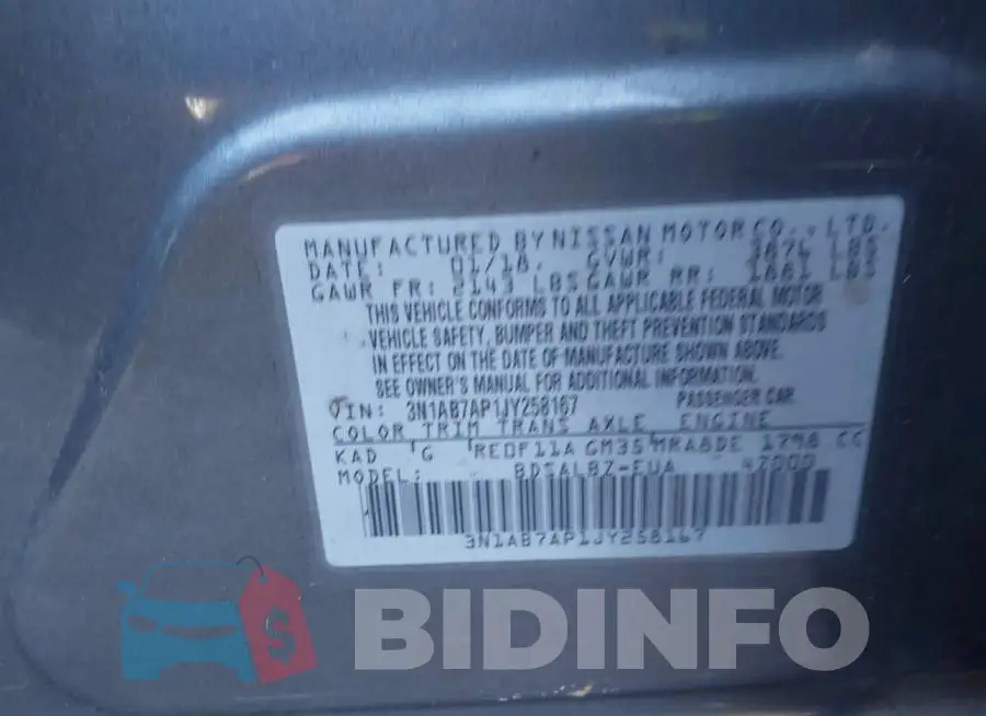 3N1AB7AP1JY258167 Photo# 9