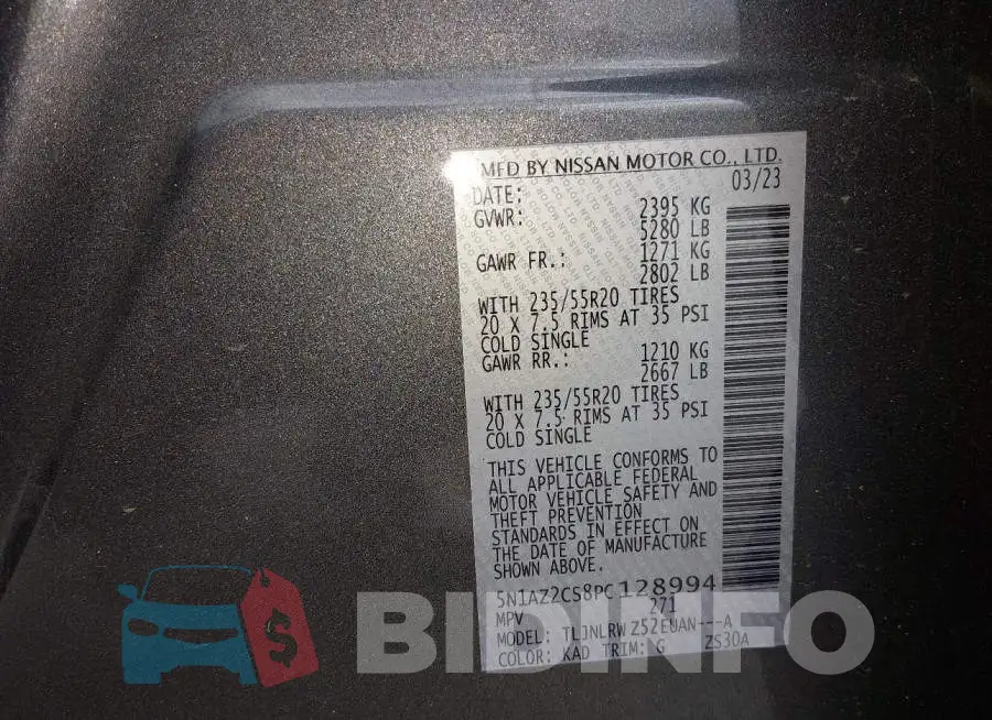 5N1AZ2CS8PC128994 Photo# 9
