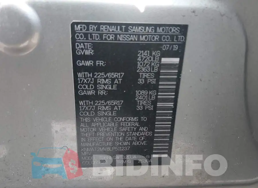 KNMAT2MV8LP511237 Photo# 9