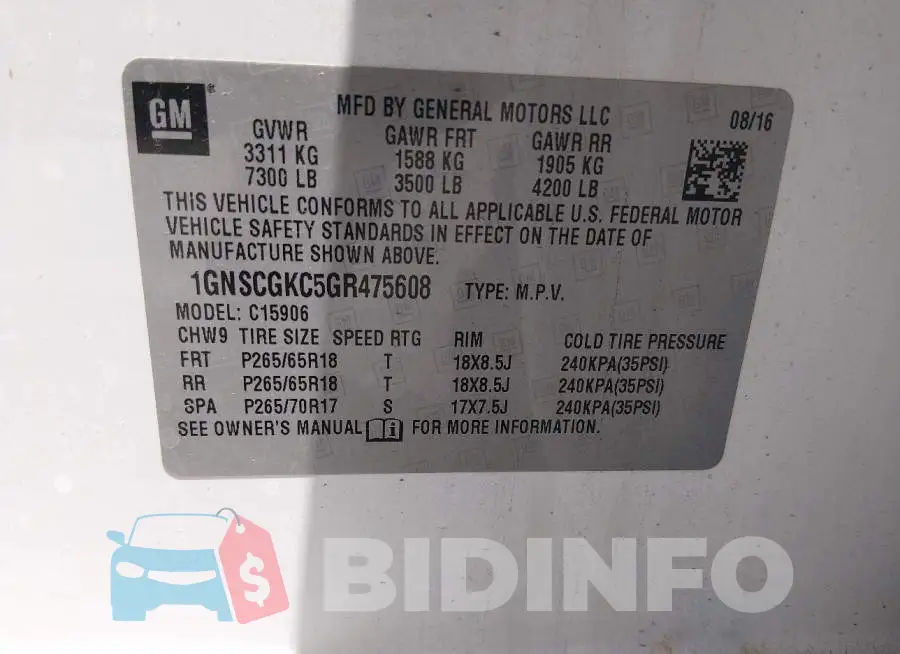 1GNSCGKC5GR475608 Photo# 9