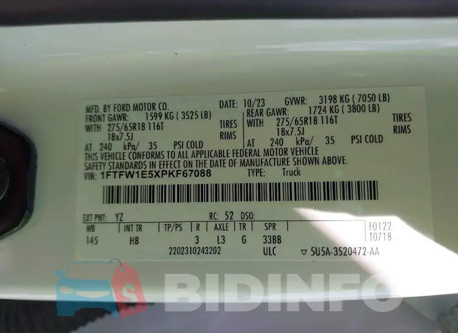 1FTFW1E5XPKF67088 Photo# 9