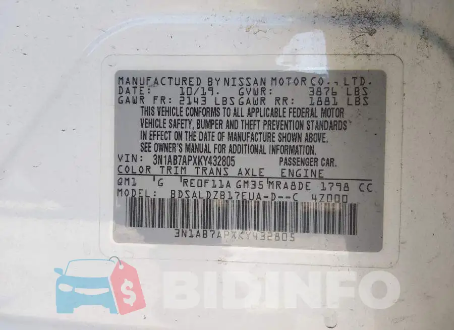 3N1AB7APXKY432805 Photo# 9
