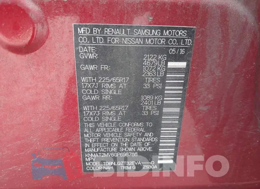 KNMAT2MV6GP698788 Photo# 9