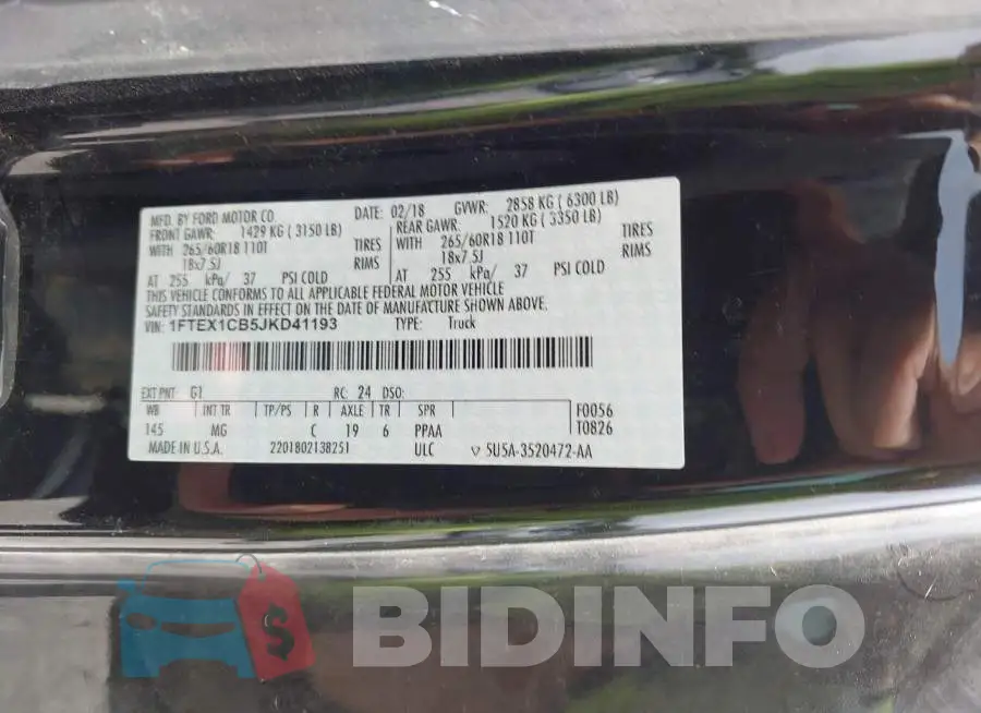 1FTEX1CB5JKD41193 Photo# 9