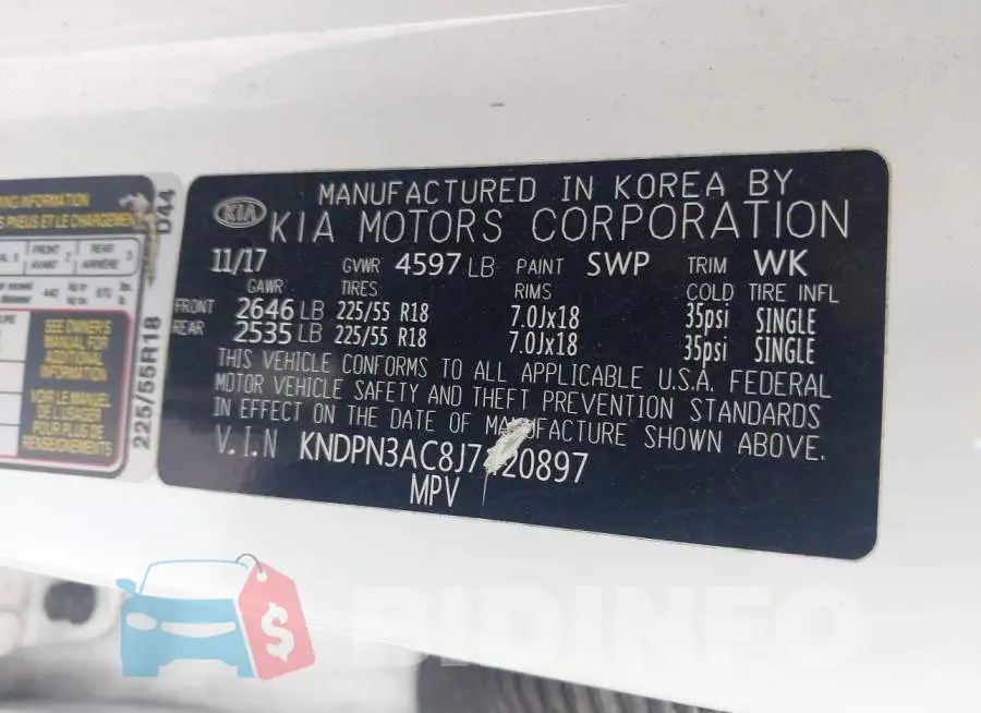 KNDPN3AC8J7420897 Photo# 9