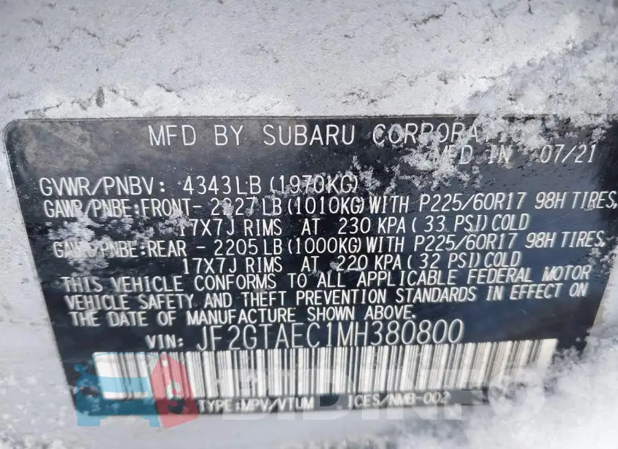 JF2GTAEC1MH380800 Photo# 9