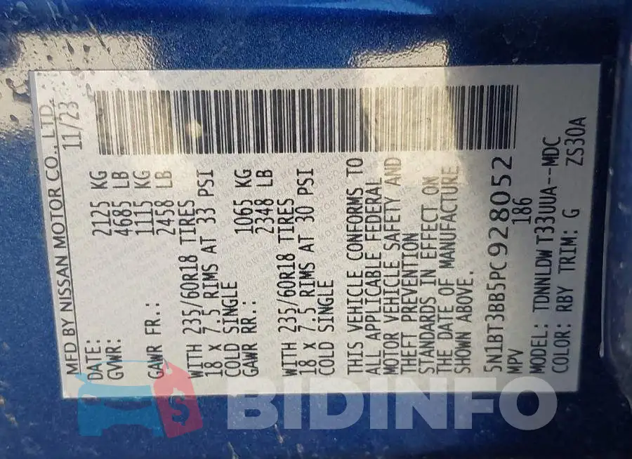 5N1BT3BB5PC928052 Photo# 9