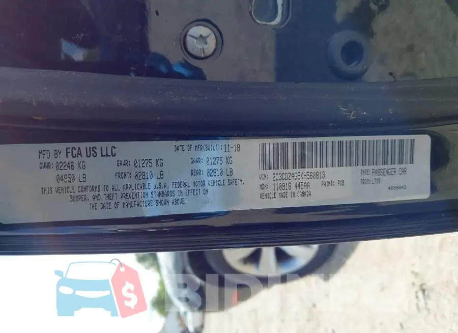 2C3CDZAG5KH560813 Photo# 9