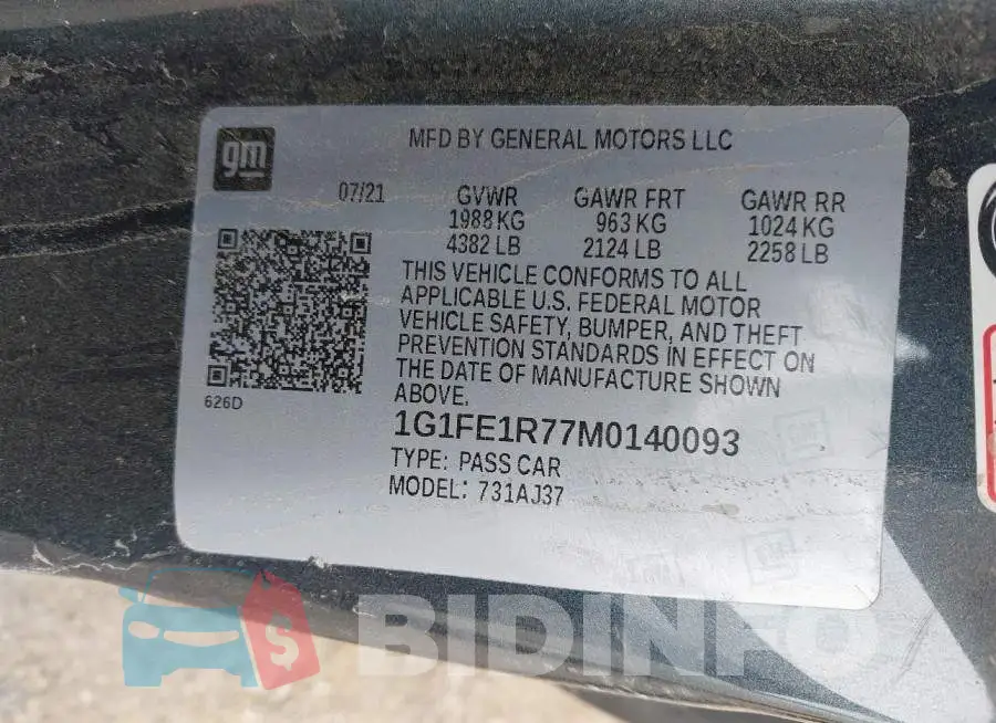 1G1FE1R77M0140093 Photo# 9