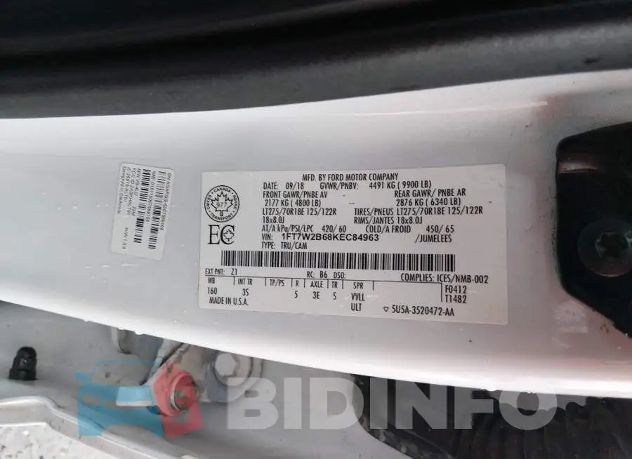 1FT7W2B68KEC84963 Photo# 9