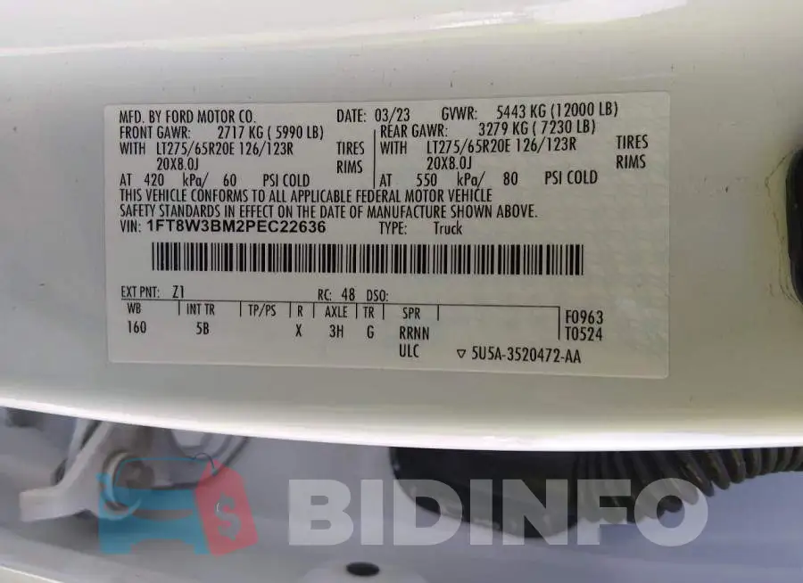 1FT8W3BM2PEC22636 Photo# 8