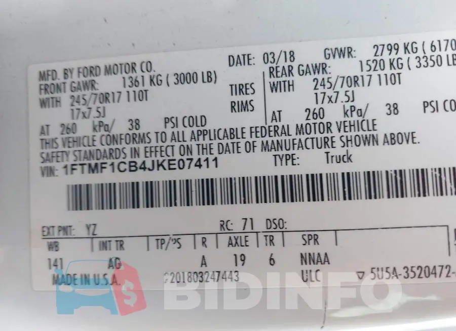 1FTMF1CB4JKE07411 Photo# 9
