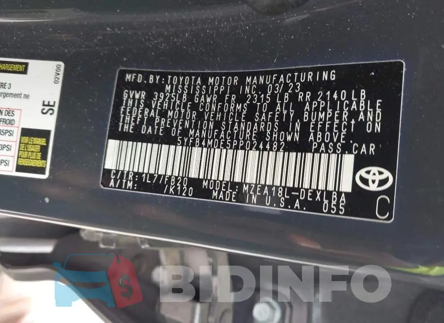 5YFB4MDE5PP024482 Photo# 9