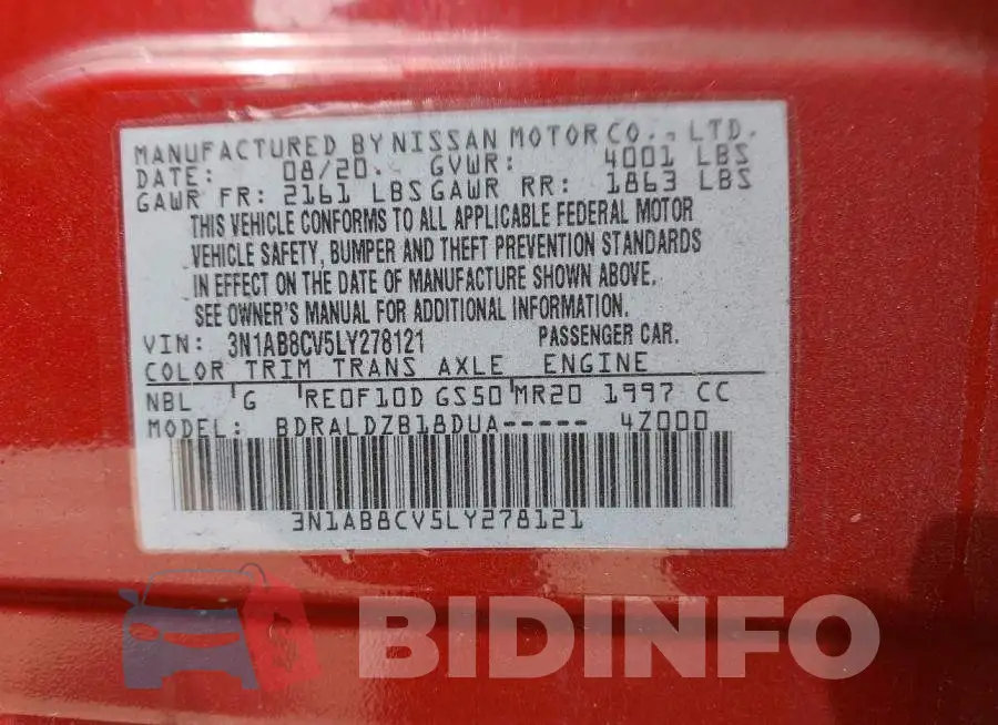 3N1AB8CV5LY278121 Photo# 9