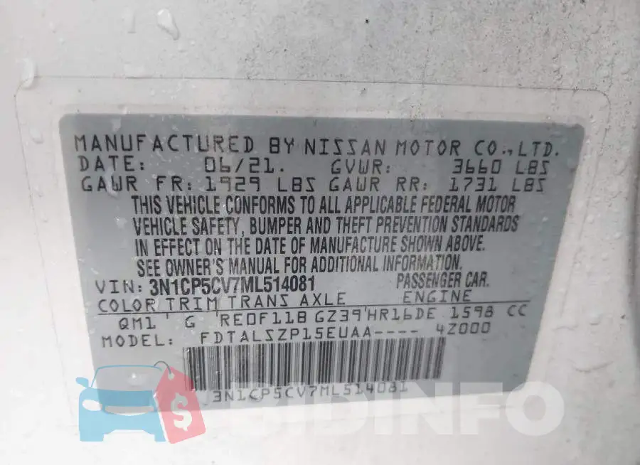 3N1CP5CV7ML514081 Photo# 9