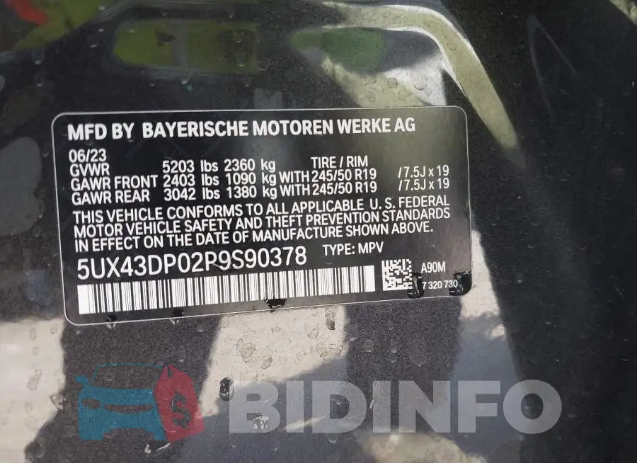 5UX43DP02P9S90378 Photo# 9