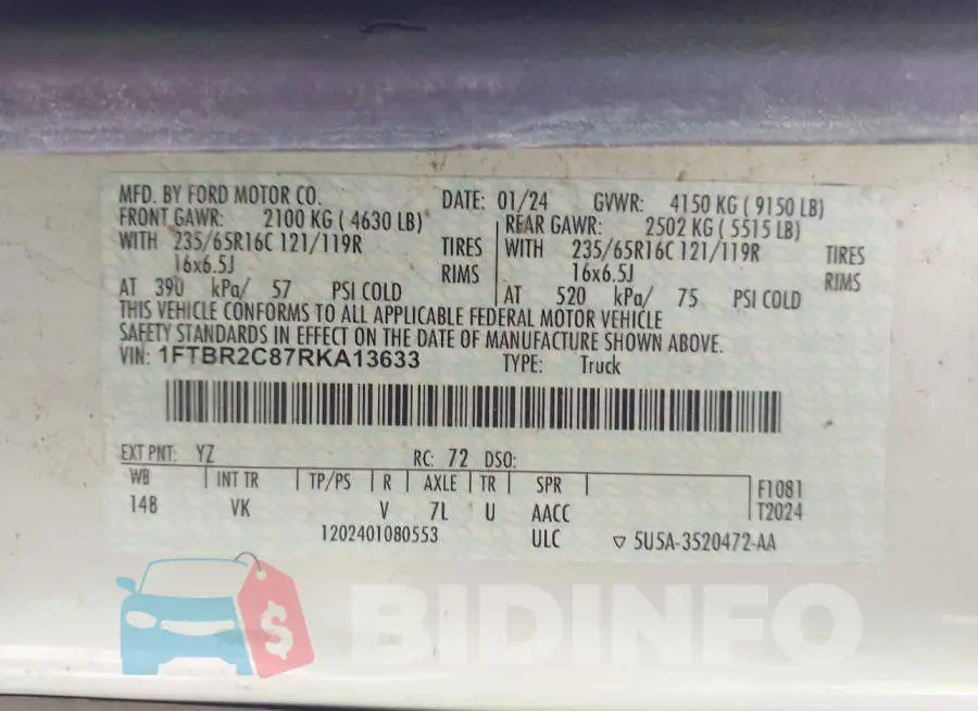 1FTBR2C87RKA13633 Photo# 9