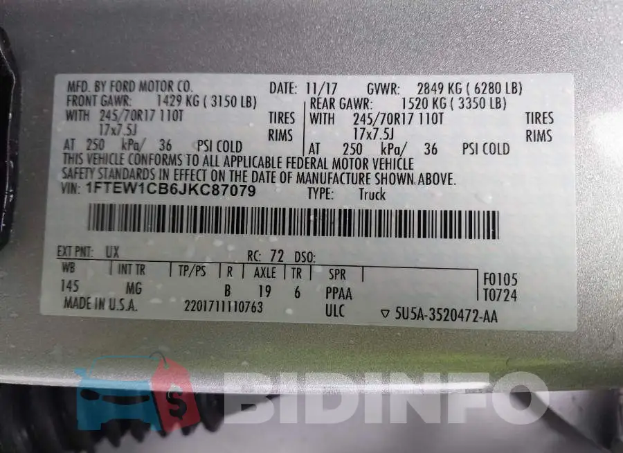 1FTEW1CB6JKC87079 Photo# 9