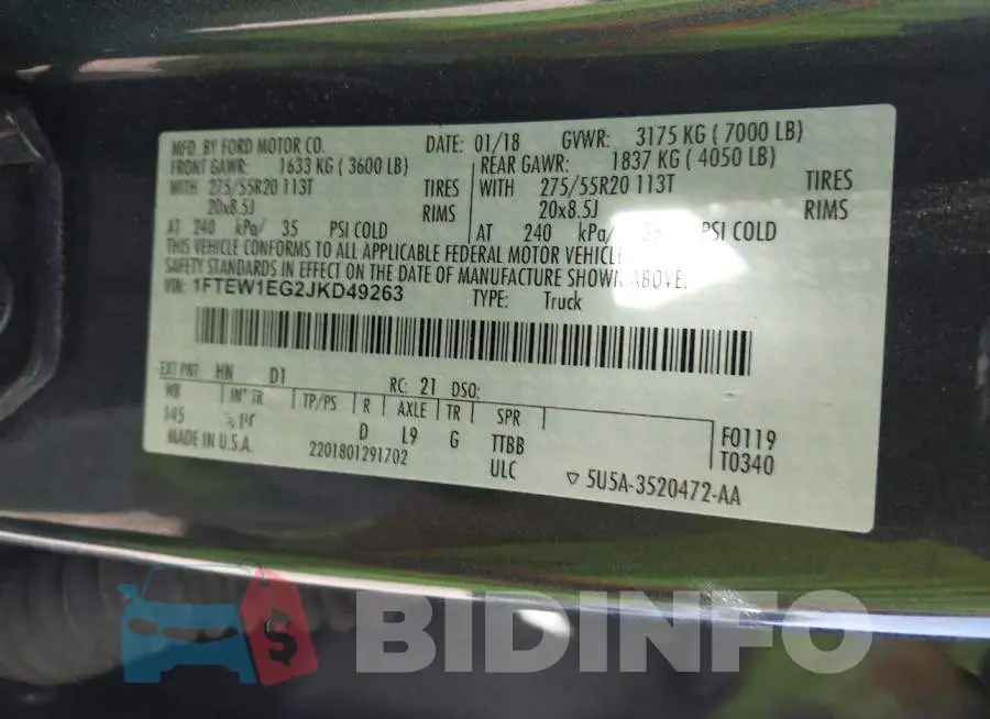 1FTEW1EG2JKD49263 Photo# 9