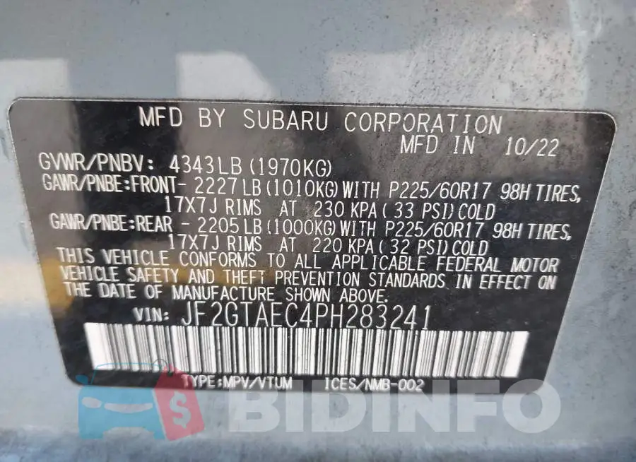 JF2GTAEC4PH283241 Photo# 9