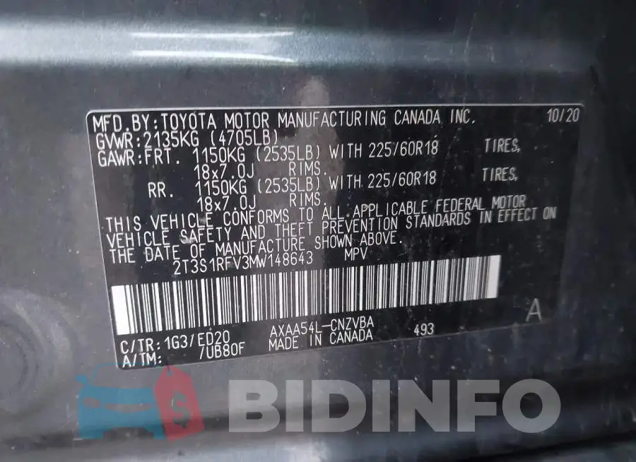 2T3S1RFV3MW148643 Photo# 9