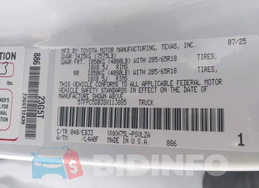 5TFPC5DB3SX113885 Photo# 9