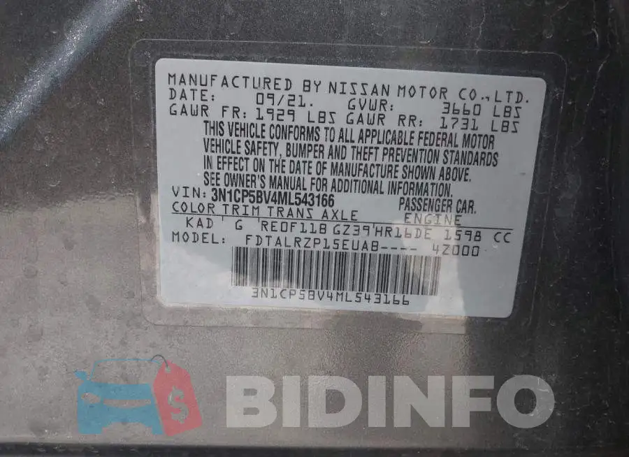 3N1CP5BV4ML543166 Photo# 9