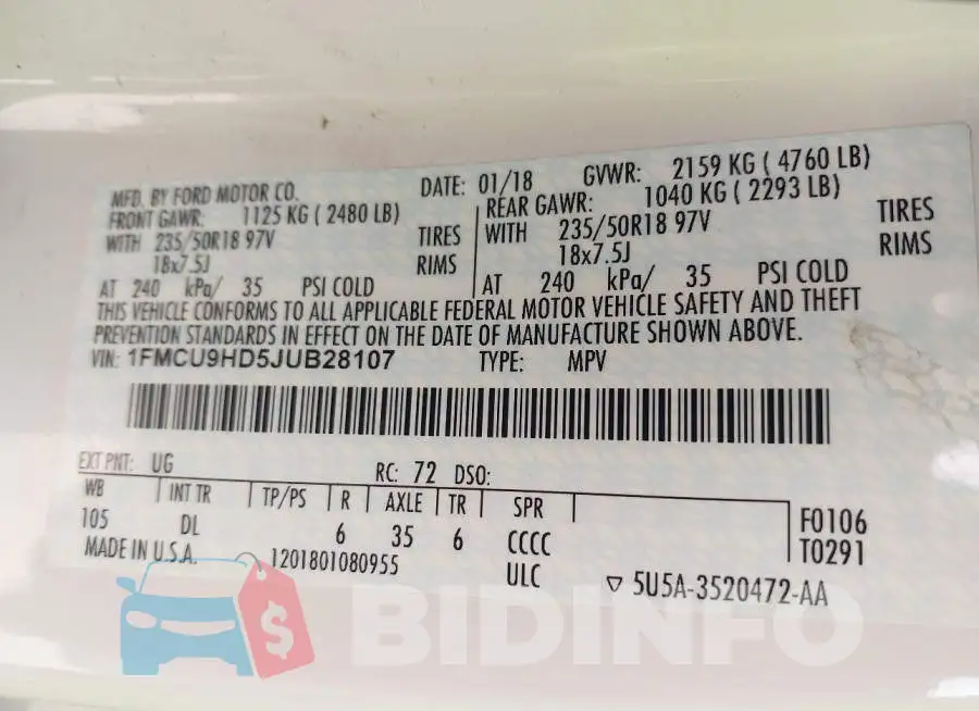 1FMCU9HD5JUB28107 Photo# 9